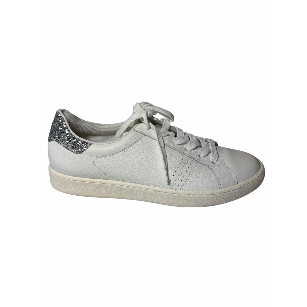 Paul Green Shoes Sparkle Back Size 8 White Leather Low Top Casual Lace Up